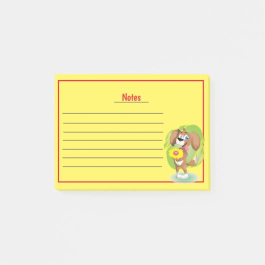 Post-it® Chien mignon avec lignes Post-it Notes (Devant)