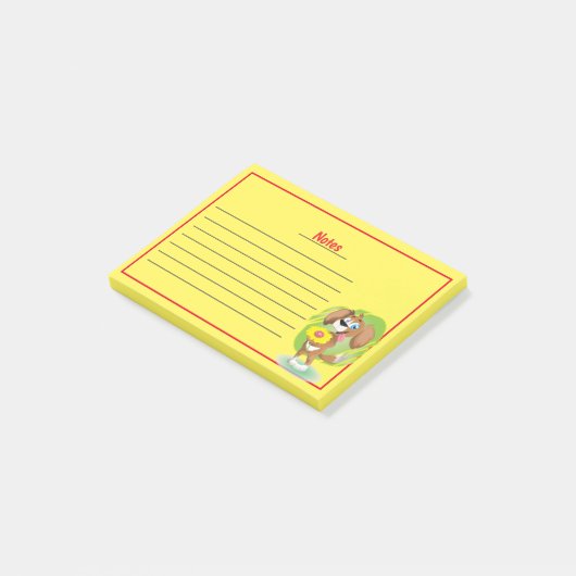 Post-it® Chien mignon avec lignes Post-it Notes (Incliné)