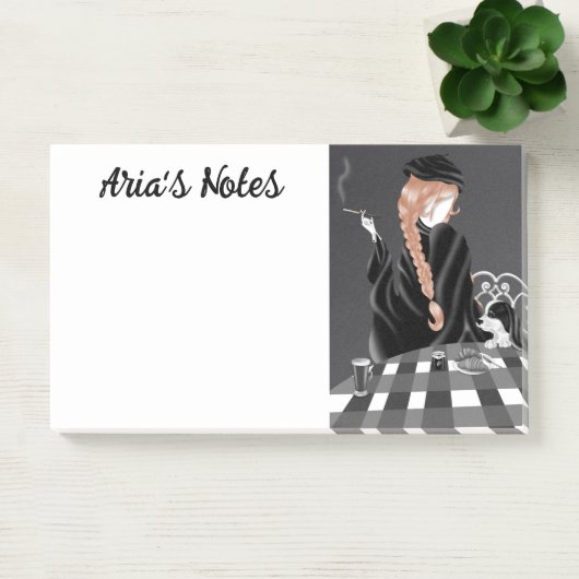 Post-it® Chien mignon & Fille au Café à Paris Notes (Bureau)