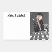 Post-it® Chien mignon & Fille au Café à Paris Notes (Devant)
