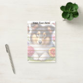 Post-it® Chien-mouton Shetland avec fleurs et papillons (Bureau)