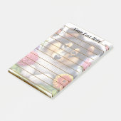 Post-it® Chien-mouton Shetland avec fleurs et papillons (Incliné)