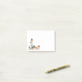 Post-it® Chiens De Cartoon Mignons Avec Une Fille De Cartoo (Sur un bureau)