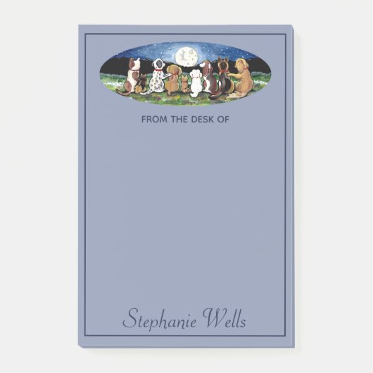 Post-it® Chiens de lune bleue personnalisés Amis Mignons An (Devant)