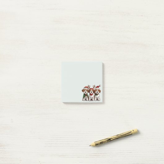 Post-it® Chiens de Noël Welsh Wire Fox Terrier (Sur un bureau)