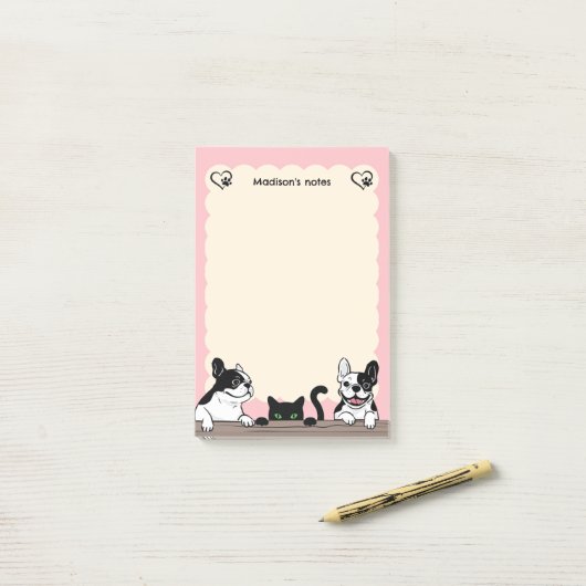 Post-it® Chiens et chat noir (Sur un bureau)