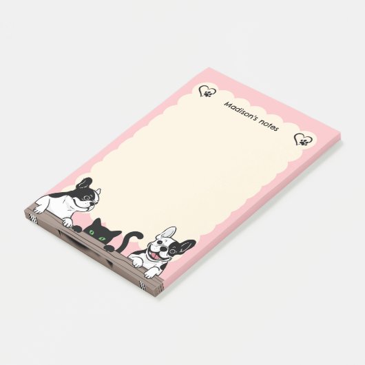 Post-it® Chiens et chat noir (Incliné)