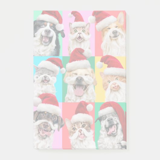 Post-it® Chiens et chats avec barbe de Père Noël (Devant)