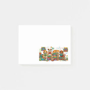 Post-it® Chiens lisant des livres Scène de bibliothèque cos
