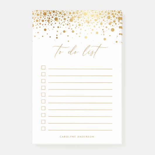 Post-it® Chiffres Confetti Faux Gold Chic Personnalisés (Devant)