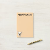 Post-it® Chihuahua blanc, Aye Chihuahua (Sur un bureau)