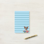 Post-it® Chihuahua Chiuppy avec fleurs décoratives (Sur un bureau)