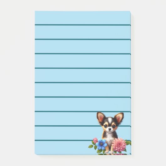 Post-it® Chihuahua Chiuppy avec fleurs décoratives (Devant)