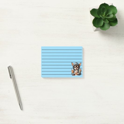 Post-it® Chihuahua dans un Sweatshirt à capuchon tenant du  (Bureau)