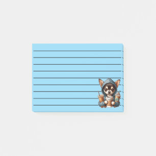 Post-it® Chihuahua en sweat-shirt à capuche tenant du café 