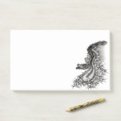 Post-it® Chine Dragon, noir et blanc Design en Tattoostyl (Sur un bureau)