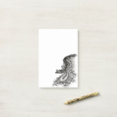 Post-it® Chine Dragon, noir et blanc Design en Tattoostyl (Sur un bureau)