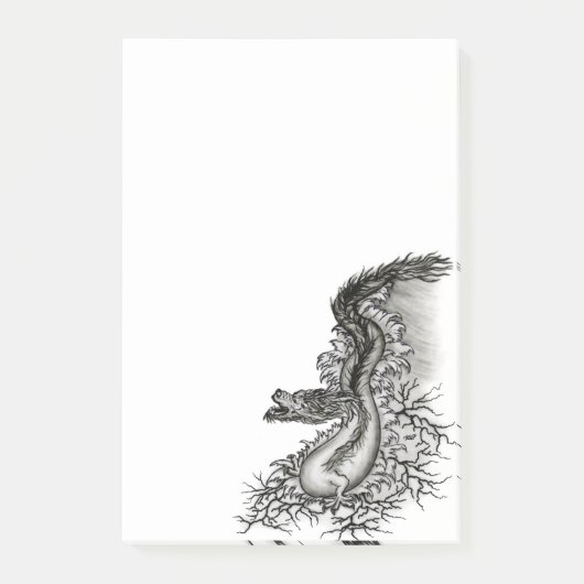 Post-it® Chine Dragon, noir et blanc Design en Tattoostyl (Devant)