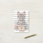 Post-it® Chiot allemand jouant avec fleurs (Sur un bureau)