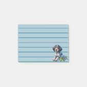 Post-it® Chiot bleu Tick Hound avec Fleurs Bleues Delicate (Devant)