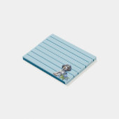 Post-it® Chiot bleu Tick Hound avec Fleurs Bleues Delicate (Incliné)