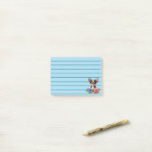 Post-it® Chiot Chihuahua avec Fleurs Décoratives (Sur un bureau)