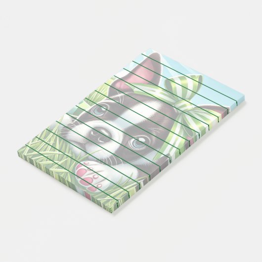 Post-it® Chiot de Boston Terrier avec Bow vert (Incliné)
