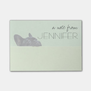Post-it® Chiot de bouledogue français scrutant au-dessus d