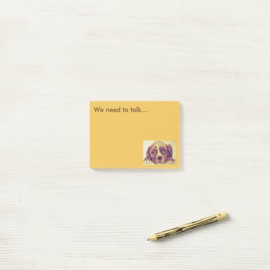 Post-it® Chiot de boxeur "que nous devons parler" des notes (Sur un bureau)