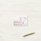 Post-it® Chiot de Bulldog anglais timide (Sur un bureau)