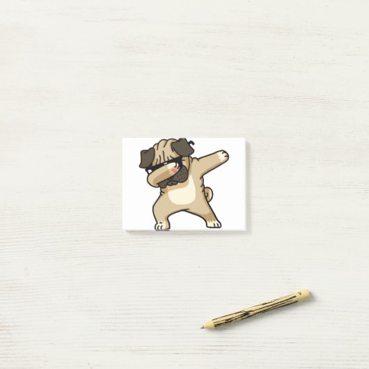 Post-it® Chiot de Carlin de Dabbing (Sur un bureau)