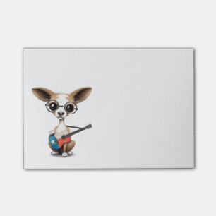 Post-it® Chiot de chiwawa jouant la guitare de drapeau du