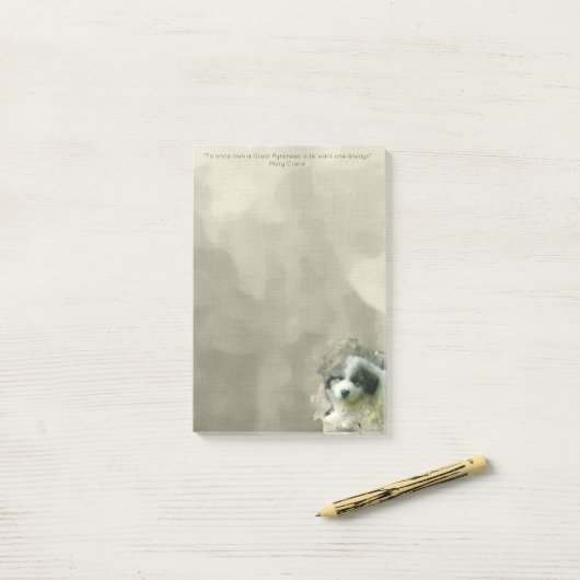 Post-it® Chiot de Grands Pyrénées d'aquarelle - bonbon (Sur un bureau)