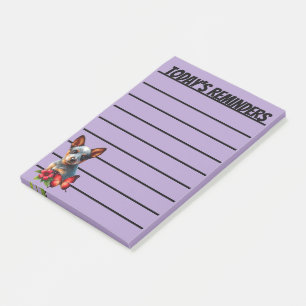 Post-it® Chiot Heeler Mignon Avec Papillon et Fleur