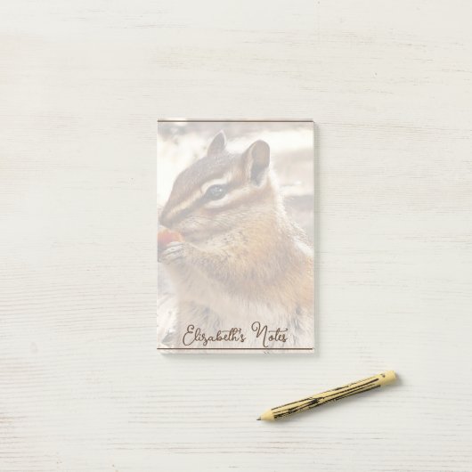 Post-it® Chipmunk personnalisé (Sur un bureau)