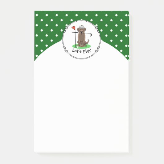 Post-it® Chocolat de golf Labrador Retriever Dog - mignonne (Devant)