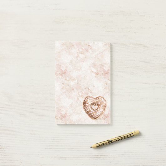 Post-it® Chocolate Pink Heart Cookie (Sur un bureau)