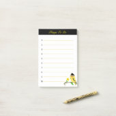 Post-it® Choses à faire avec un oiseau noir et jaune mignon (Sur un bureau)