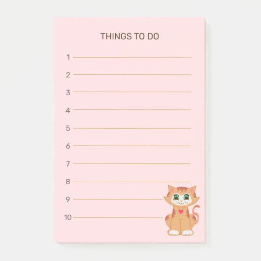 Post-it® Choses à faire & chat tabby (Devant)