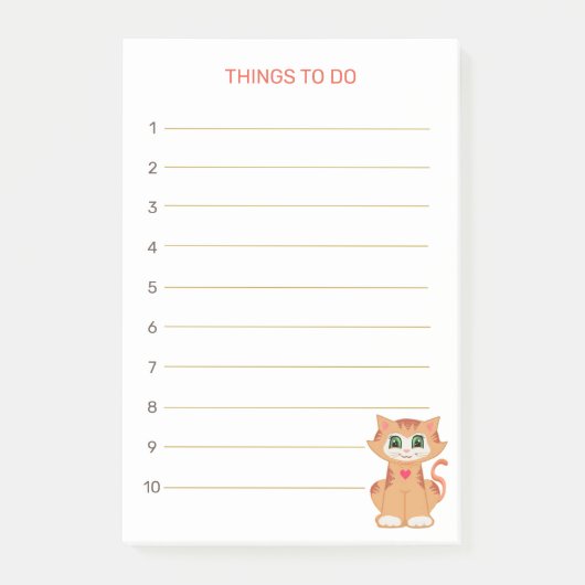 Post-it® Choses à Faire & Chat Tabby Ginger (Devant)