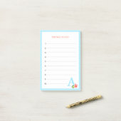 Post-it® Choses à faire Monogramme Turquoise & Fleur (Sur un bureau)