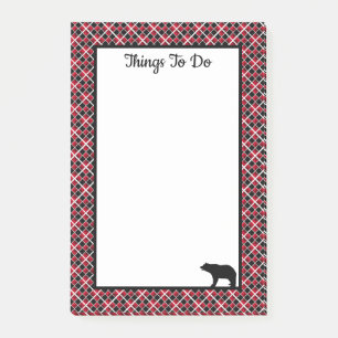 Post-it® Choses à faire ours sur papier noir et rouge à car