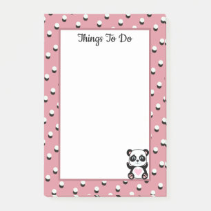 Post-it® Choses à faire Panda Bear & Polka Dots sur or rose