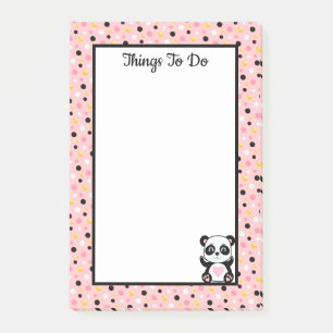 Post-it® Choses à Faire Panda et Points à Rayures sur Fond 