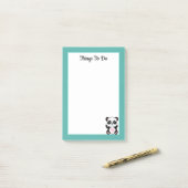 Post-it® Choses à Faire Panda sur Teal et Blanc (Sur un bureau)