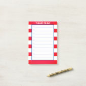 Post-it® Choses à faire rayées rouge et blanc (Sur un bureau)