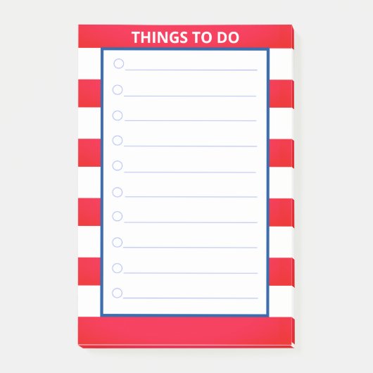 Post-it® Choses à faire rayées rouge et blanc (Devant)