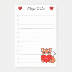 Post-it® Choses à faire & Renard mignon & Notes de cœur d'a