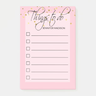 Post-it® CHOSES à la mode de Checkboxes d'or de rose de