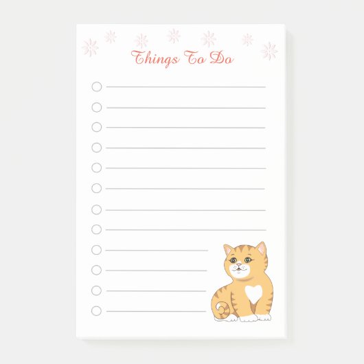 Post-it® Choses mignonnes à faire pour chat roux (Devant)
